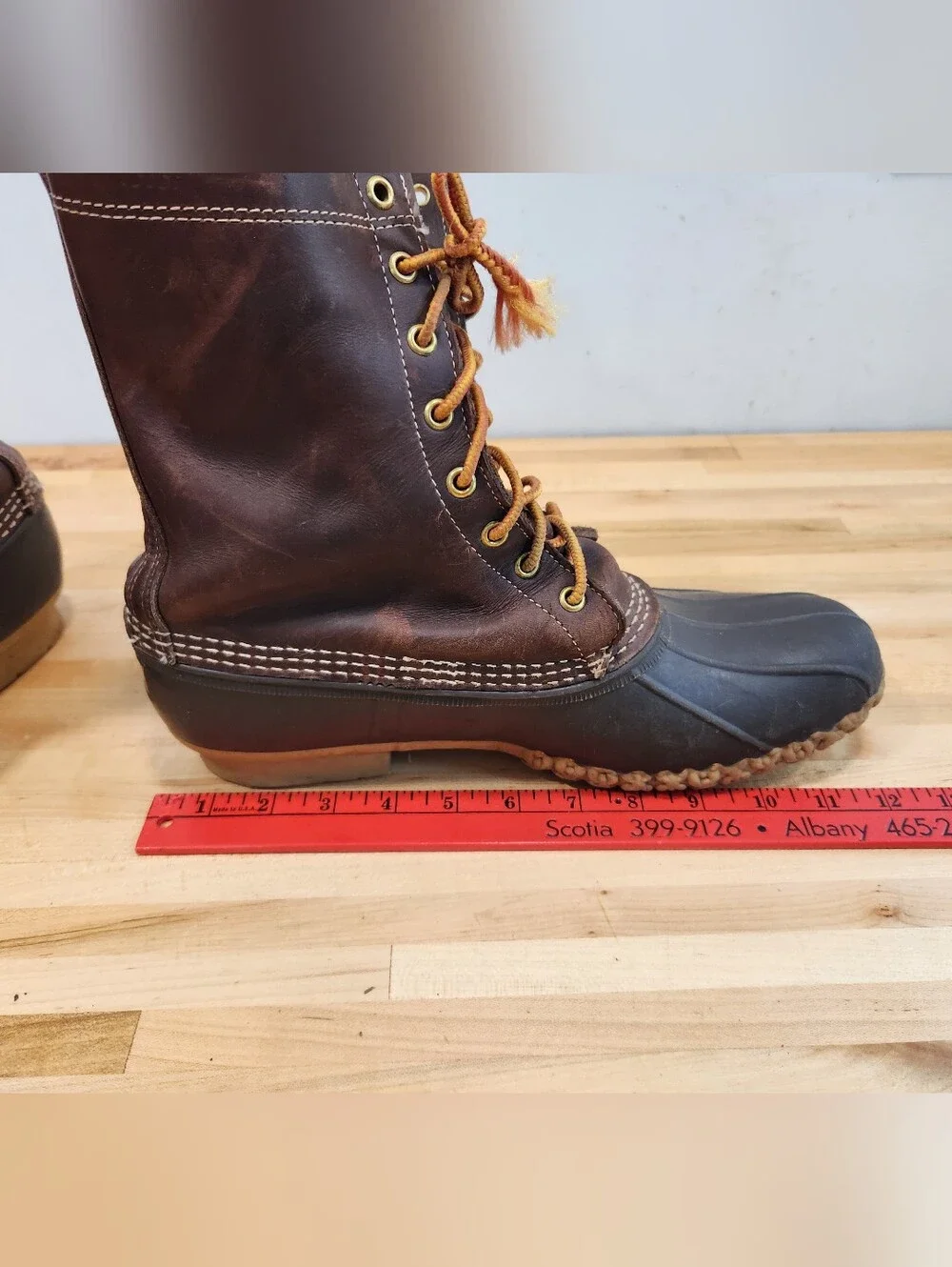 Vintage L.L. Bean Brown Leather and Rubber Duck Boots Unlined  Mens 11 N